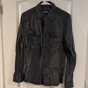 Buckle Black Denim Shirt Jacket